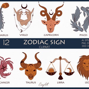 Sternzeichen SVG, Horoskop Symbole, Astrologie PNG, Tarot Clipart, Geburtszeichen Png, Sternzeichen Clipart, Grafik, DIY Geburtsmonat, kommerzielle Nutzung