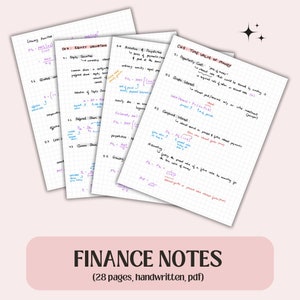 Notes de manuel de finance | Notes d'introduction à la finance d'entreprise, 28 pages, pdf imprimable manuscrit