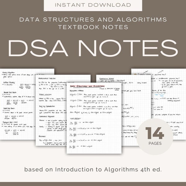 Data Structures and Algorithms Notes (14 pages) | DSA notes for students, exams, handwritten printable pdf