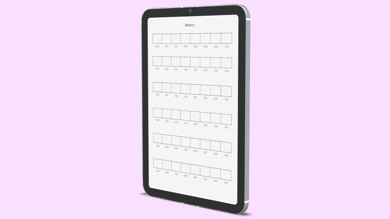 Mockup iPads displaying the memory section of the programming template - light theme