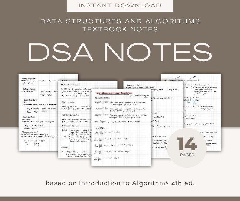 Data Structures and Algorithms Notes (14 Pages) | DSA Notes for ...