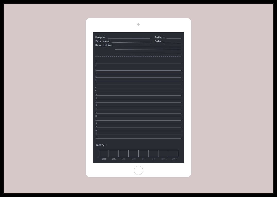 Coding/programming Template Digital Notebook - Dark Theme, for ...