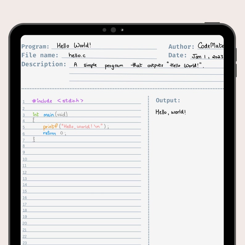 Coding/programming Template Digital Notebook, for Computer Science ...