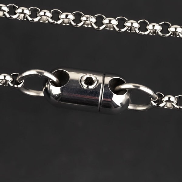 Locking Stainless Steel Hex Screw Clasp, 24/7 Daily Wear, Day Collar, Permanent Locking Clasp - CLASP ONLY