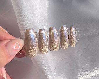 HERBRUIKBARE Cat Eye DRUK OP nagels | Meerdere vormen | Premium Press on Nails | FairyDust