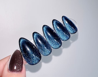 REUSEABLE Cat Eye PRESS ON Nails | Multiple Shapes | Premium Press on Nails | Galaxy