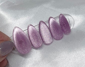 HERBRUIKBARE Cat Eye DRUK OP nagels | Meerdere vormen | Premium Press on Nails | Druivendruppels