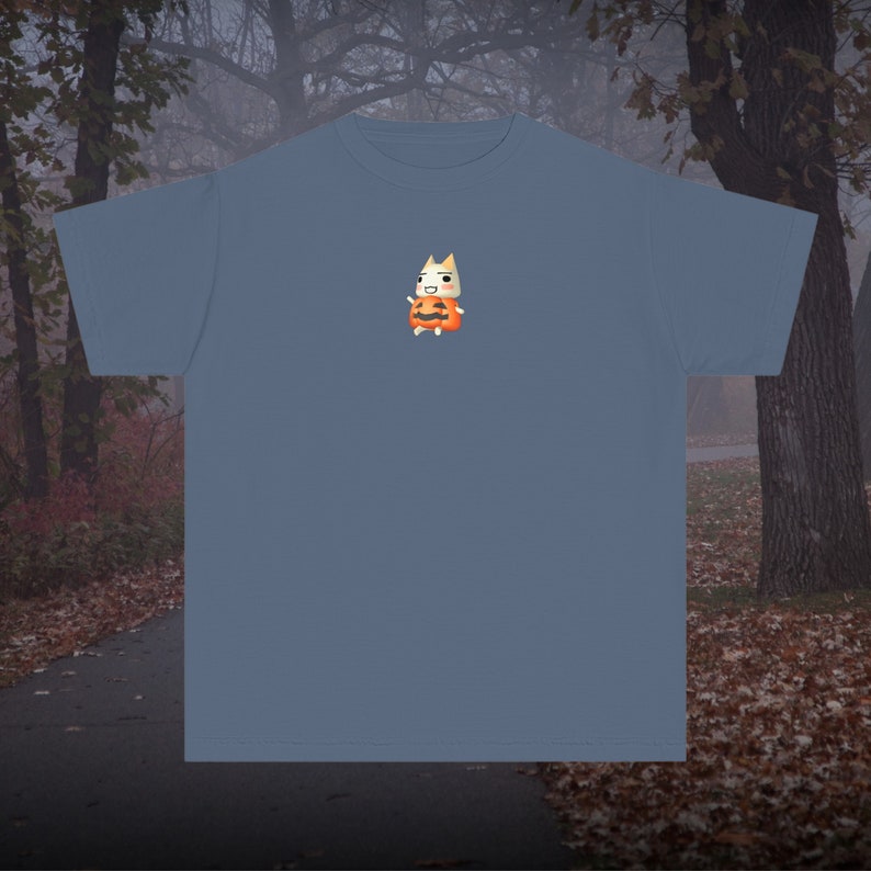 Halloween Pumpkin Toro Baby Tee Y2K Nostalgia Spooky Graphic T-shirt Blue Jean