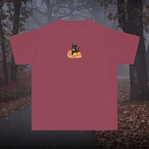 Halloween Baby Tee Vintage Black Cat 90&#39;s Inspired Y2K Graphic T-Shirt + Donation to Cats in Need