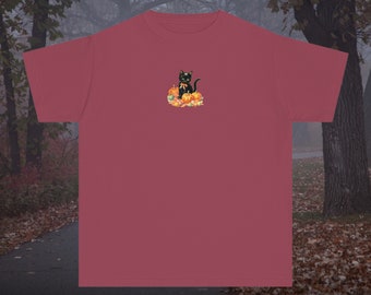 Halloween Baby Tee Vintage schwarze Katze 90er Jahre inspiriert Y2K Grafik T-Shirt + Spende an Katzen in Not