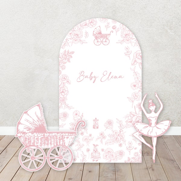 Pink|Blue Toile Vintage Backdrops, Welcome Signs, Props for Baby Showers| Custom Toile Print| We can bearly wait. Items sold Separately