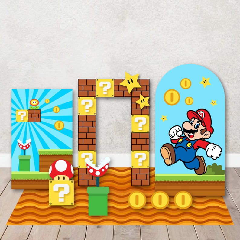 Characters/Custom PROPS Cutouts in Foam Board for kids Birthday Decoration Backdrops,Inspired Mario theme party Custom Party Props image 6