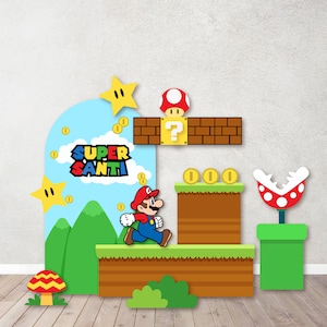 Characters/Custom PROPS Cutouts in Foam Board for kids Birthday Decoration Backdrops,Inspired Mario theme party Custom Party Props Full Set
