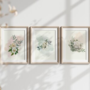 Set of 3 Boho Wall Prints, Neutral Pastel Mid century Modern Botanical Boho Wall decor, Printable Abstract Art, Shapes Prints