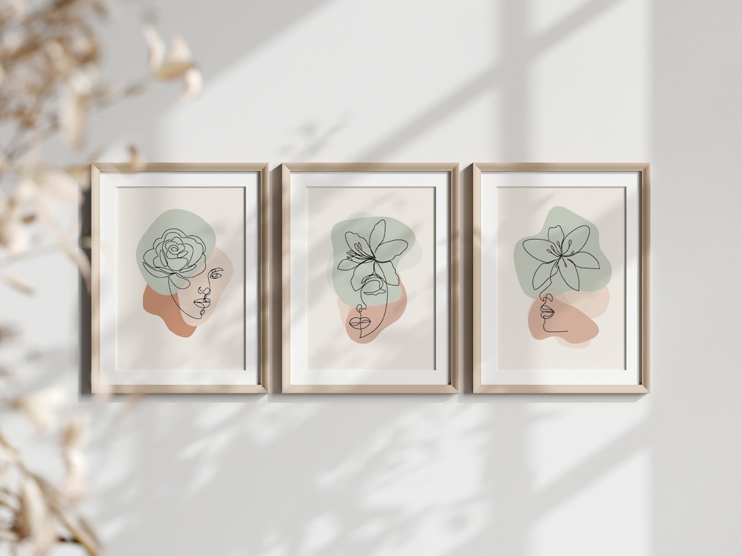 Women Line Drawing Art Print Set of 3, Female Modern Art Set of 3 ...