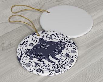 Ceramic Ornament the Mothman - holiday decoration cryptid themed