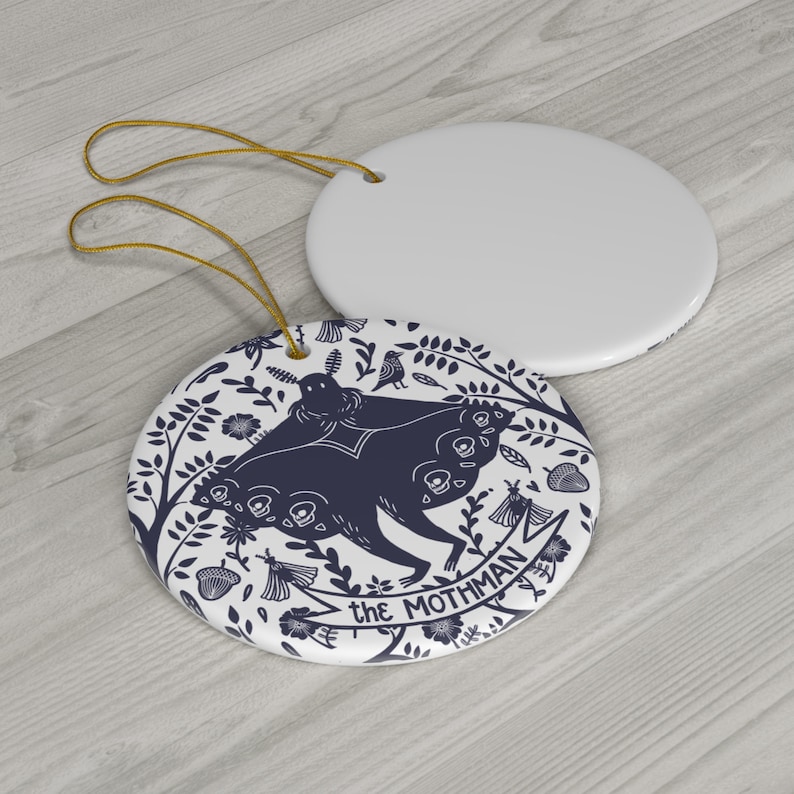 Ceramic Ornament the Mothman - holiday decoration cryptid themed image 1