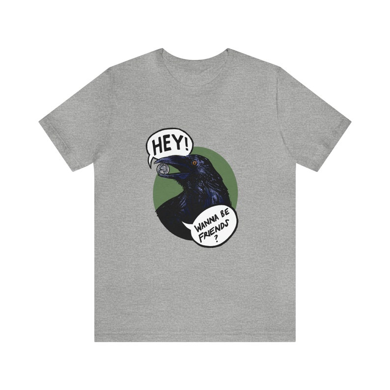 Friendly Raven brings you a gift! Raven T-shirt, corvid, crow, bird shirt image 3