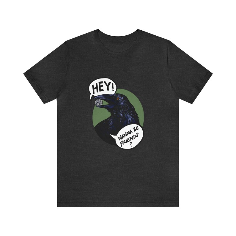 Friendly Raven brings you a gift! Raven T-shirt, corvid, crow, bird shirt image 5