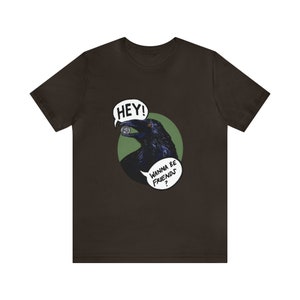 Friendly Raven brings you a gift! Raven T-shirt, corvid, crow, bird shirt image 1
