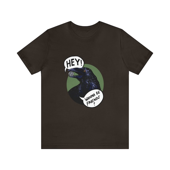 Friendly Raven brings you a gift! Raven T-shirt, corvid, crow, bird shirt