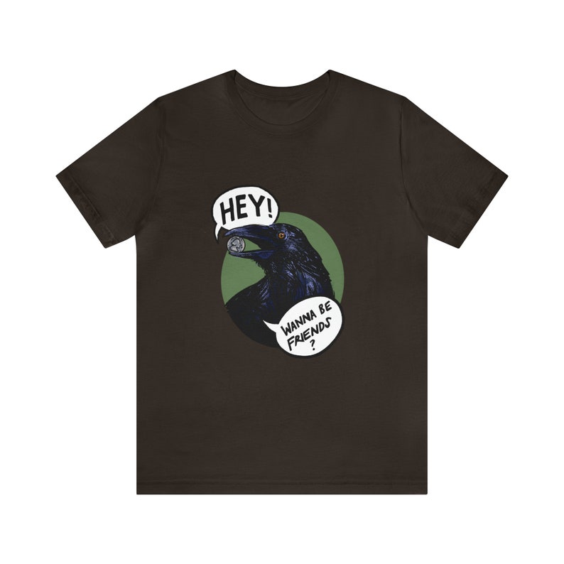 Friendly Raven brings you a gift! Raven T-shirt, corvid, crow, bird shirt image 1