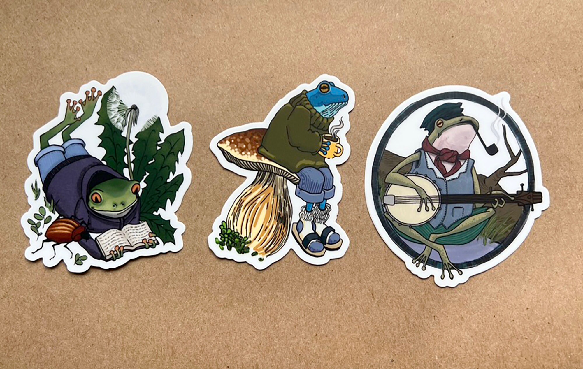 Trio of Frogs - Frog Sticker Pack - Cottage Core Frogs Set of 3 - Etsy