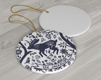 Ceramic Ornament the Jackalope - holiday decoration cryptic themed