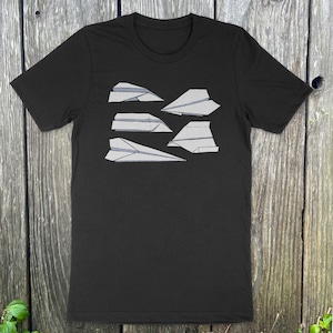Paper airplane collection tee unisex t-shirt Fun funny gift quirky t-shirt aesthetic paper airplanes
