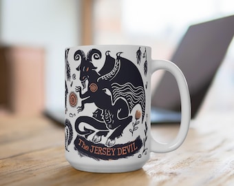 Jersey Teufel Tasse mit kryptischem Folklore Design 15oz Tasse