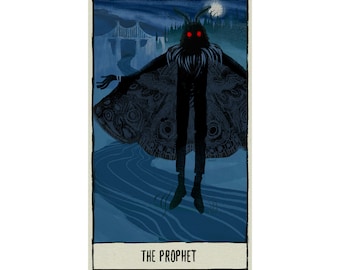 Mothman Tarot poster - The prophet - spooky cryptid wall art 10&quot; x 17&quot;