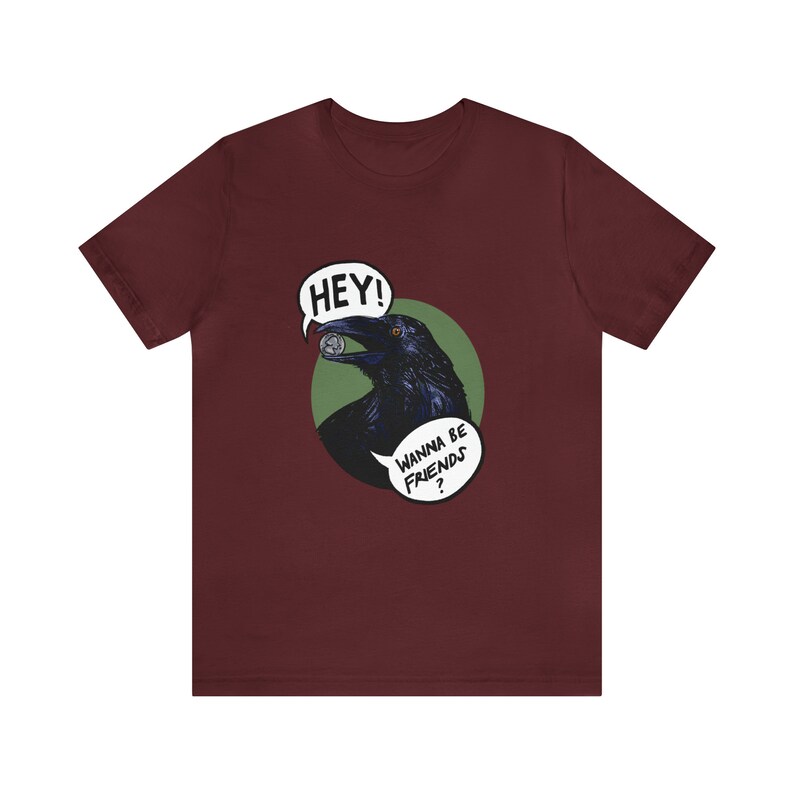 Friendly Raven brings you a gift! Raven T-shirt, corvid, crow, bird shirt image 6