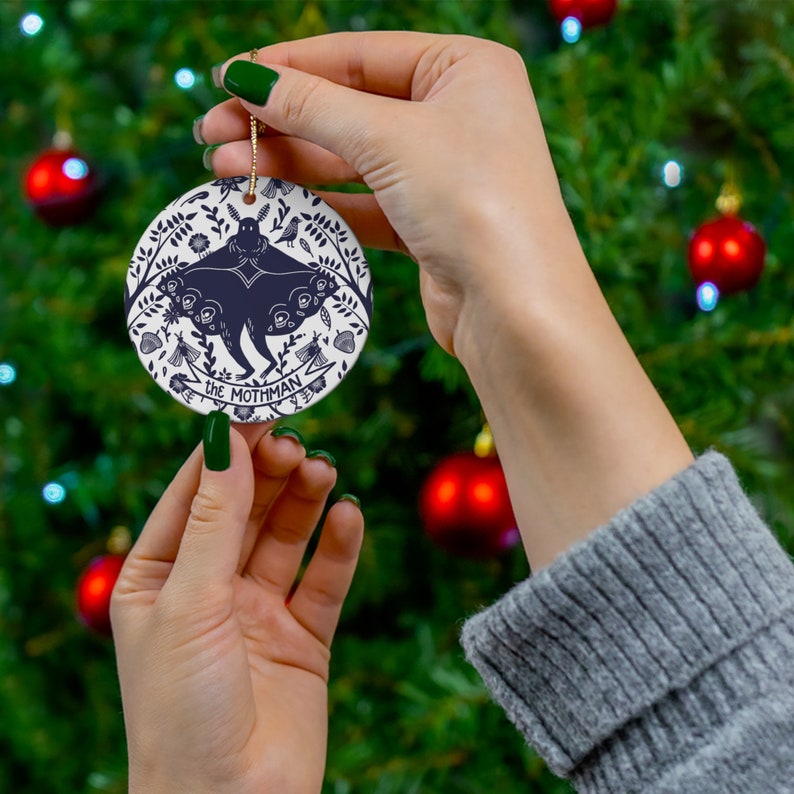 Ceramic Ornament the Mothman - holiday decoration cryptid themed image 3