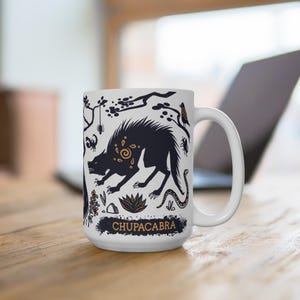 Chupacabra Mug with a  folklore cryptid design  15oz mug