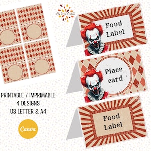 Etiquette nourriture cirque maléfique | Etiquettes imprimables | Fichier numérique | Instructions incluses  | Téléchargement immédiat