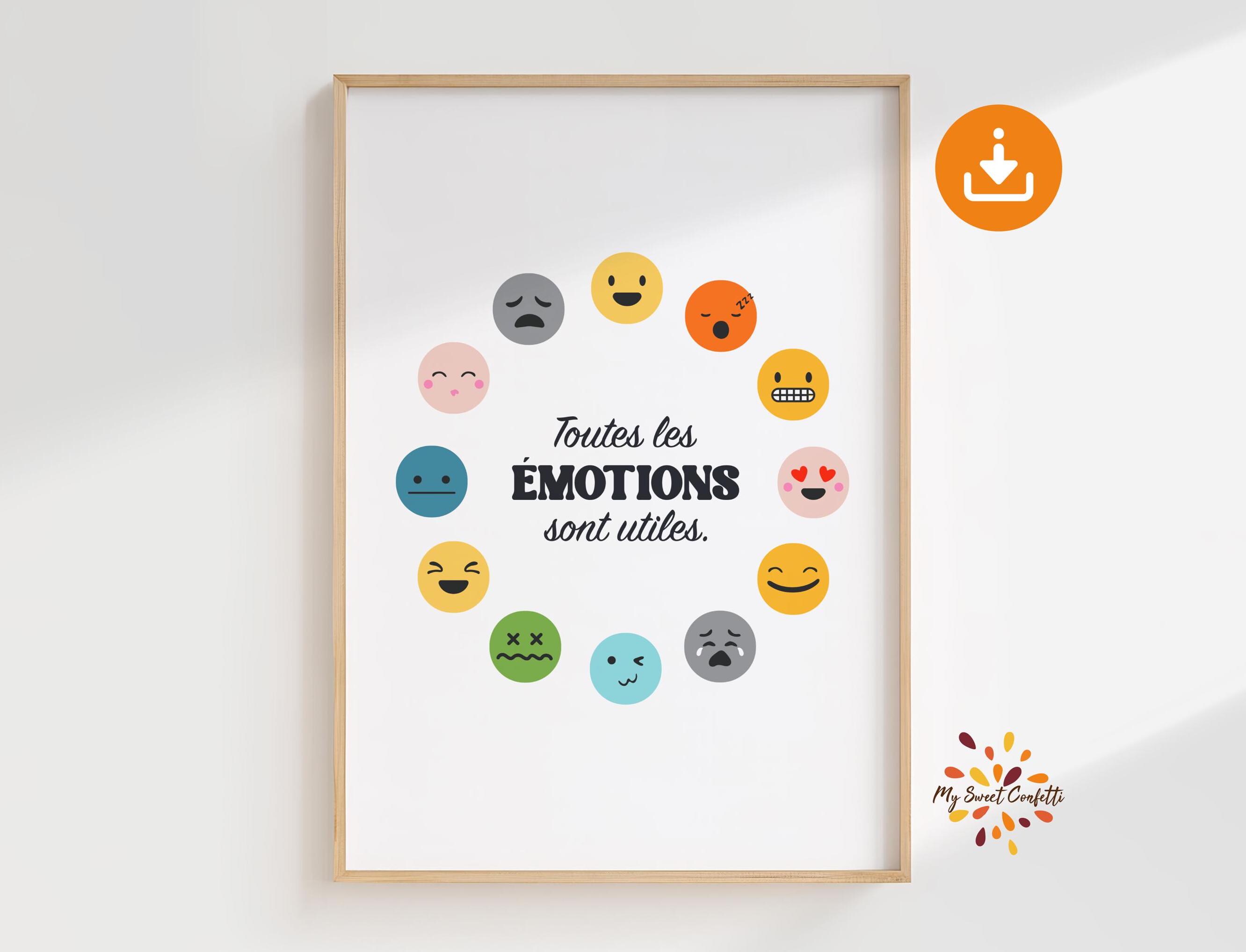 Afiche Todas las emociones son útiles | Cartel imprimible | Afirmación positiva para la oficina, el rincón tranquilo, el aula o la sala de terapia.