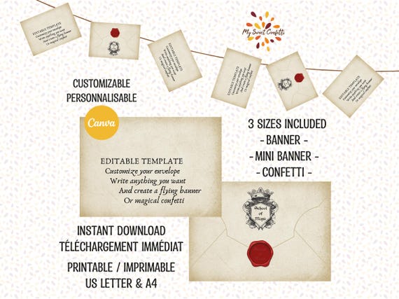 Enveloppe Sorcier Guirlande Confetti | Guirlande imprimable | Fichier numérique | Instructions incluses | Téléchargement immédiat