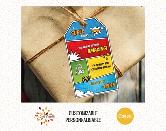 Comics Thank You Tag | Printable label | Editable label | Digital file | Instructions included | Instant download