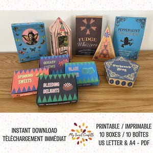 10 boîtes de bonbons de sorcier | Boîte imprimable | Fichier numérique | Instructions Incluses | Téléchargement immédiat