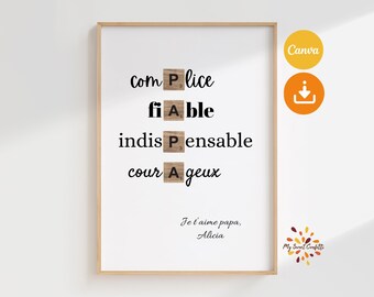 Papa Editable Poster | Printable poster | Editable Template | Digital file | Instructions included | Instant download