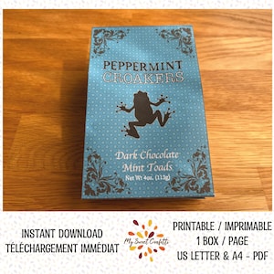 Peppermint Croakers candy box | Printable box | Digital file | Instructions included | Instant download