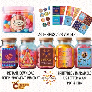 Etiquettes bonbons magiques | Etiquette imprimable | Fichier numérique | Instructions incluses | Téléchargement immédiat