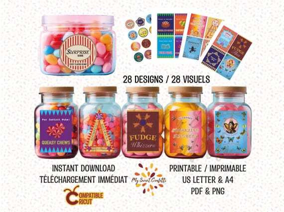 Etiquettes bonbons magiques | Etiquette imprimable | Fichier numérique | Instructions incluses | Téléchargement immédiat