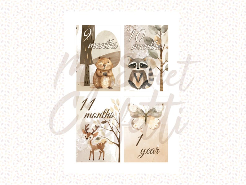 Woodland Animals Baby Milestone Cards | Printable Label | Digital File ...