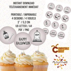 Horror Happy Halloween Cake Decor Cupcake Topper Labels | Printable decoration | Digital file | Instructions included | Instant download