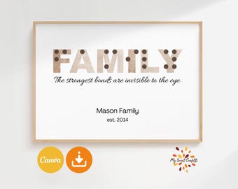 Afiche digital inclusivo editable | Escritura en Braille, Decoración Accesible, Póster Familiar en Braille | Afiche imprimible | Archivo digital