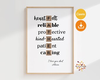 Father Tiles Editable Poster | Printable poster | Editable Template | Digital file | Instructions included | Instant download