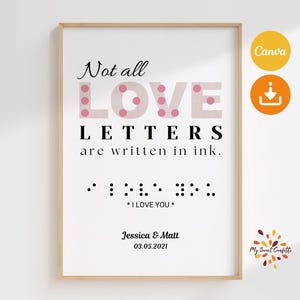 Affiche digitale inclusive modifiable | Ecriture Braille, Déco Accessible, Affiche Couple Braille | Affiche imprimable | Fichier numérique