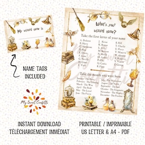 Wizard Name Game Poster | Printable poster | Printable game | Digital file | Instructions included | Instant download
