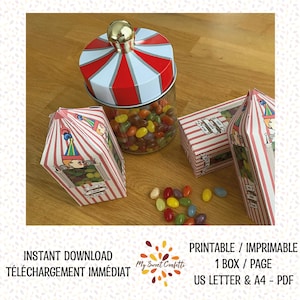 Boîte de bonbons Dragées Surprises | Boîte imprimable | Fichier numérique | Instructions incluses | Téléchargement immédiat